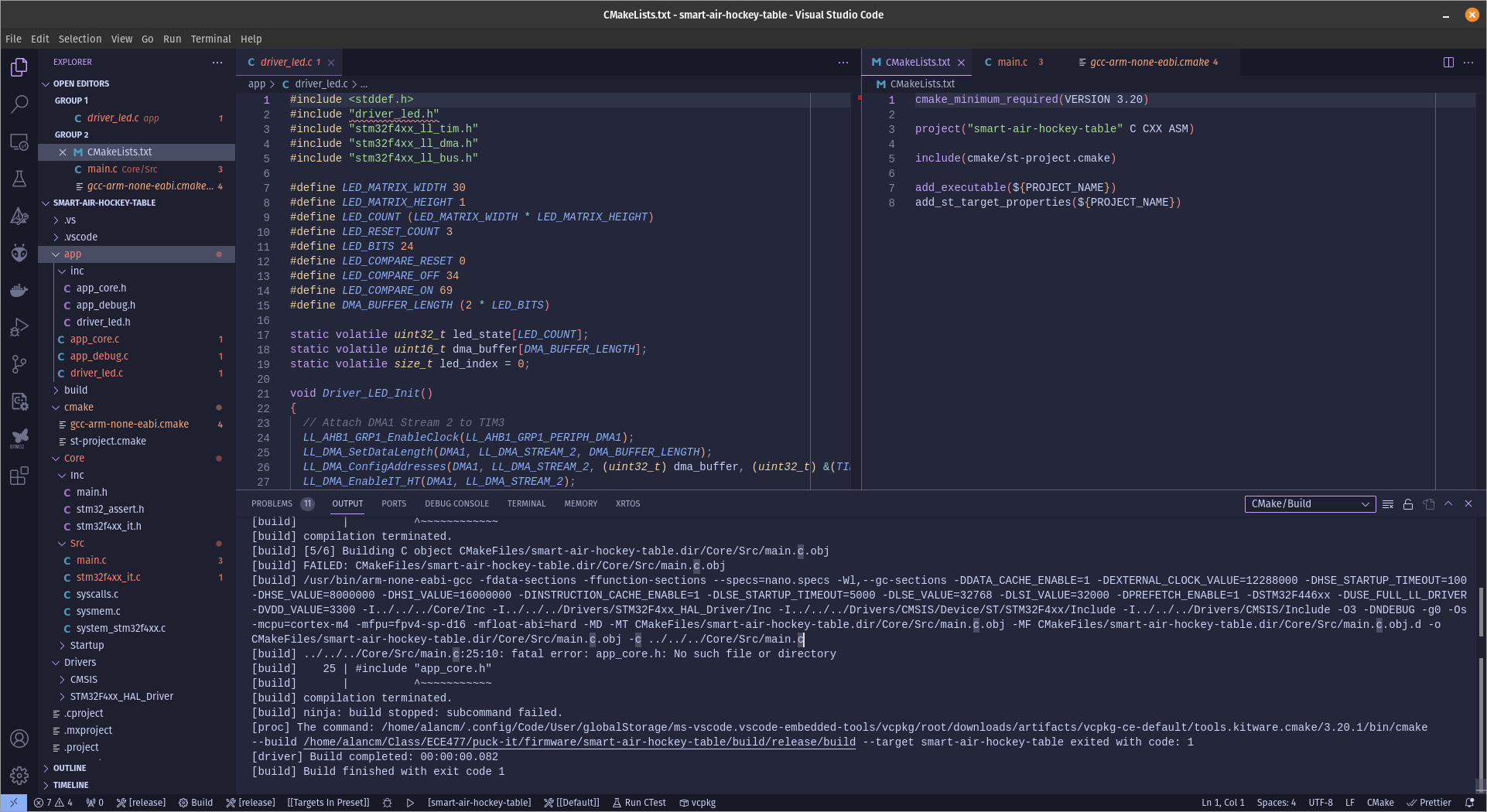 STM32 VS Code Extension running Team 5's Project